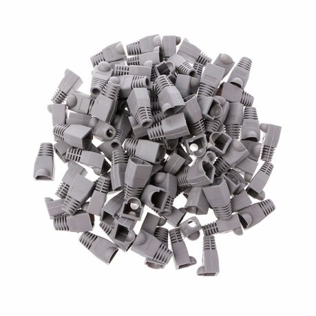 RJ45 Connectors Network Cable Cover - 100 Pack of Cable Boots Grey Casing