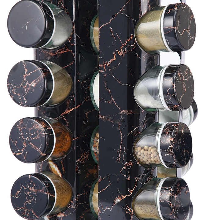 Round Rotating Spice Stand with 12 Spice Jars – Black variant image 2