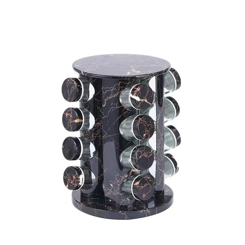 Round Rotating Spice Stand with 12 Spice Jars – Black variant image 3