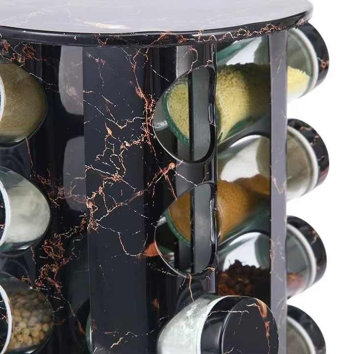 Round Rotating Spice Stand with 12 Spice Jars – Black variant image 4