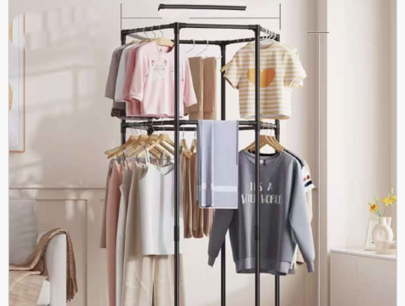 SamMag Hexagon Rolling Garment Rack with Wheels Duty Clothes Rail Metal variant image 3