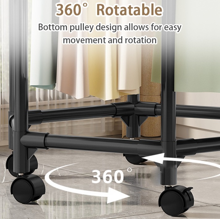 SamMag Hexagon Rolling Garment Rack with Wheels Duty Clothes Rail Metal variant image 4