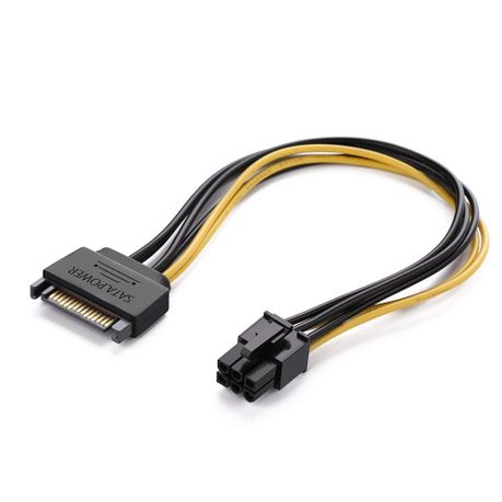 SATA Power Cable Adapter 15-pin to 6-pin Copper Cord