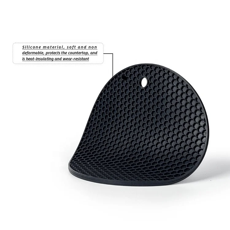 Silicone Heat-Resistant Honeycomb Trivet - Non-Slip - Washable - Pot Holder - Black variant image 2