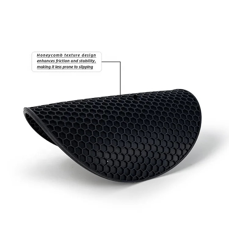 Silicone Heat-Resistant Honeycomb Trivet - Non-Slip - Washable - Pot Holder - Black variant image 3