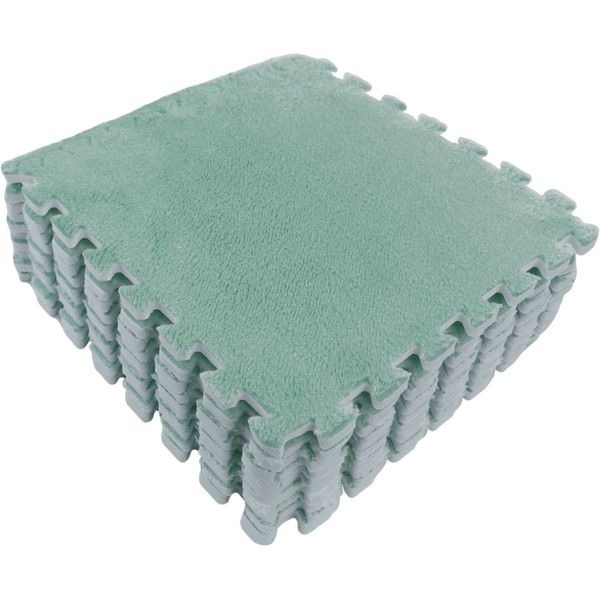 Soft Interlocking Puzzle Floor Mat Set - 10 Pieces - Green