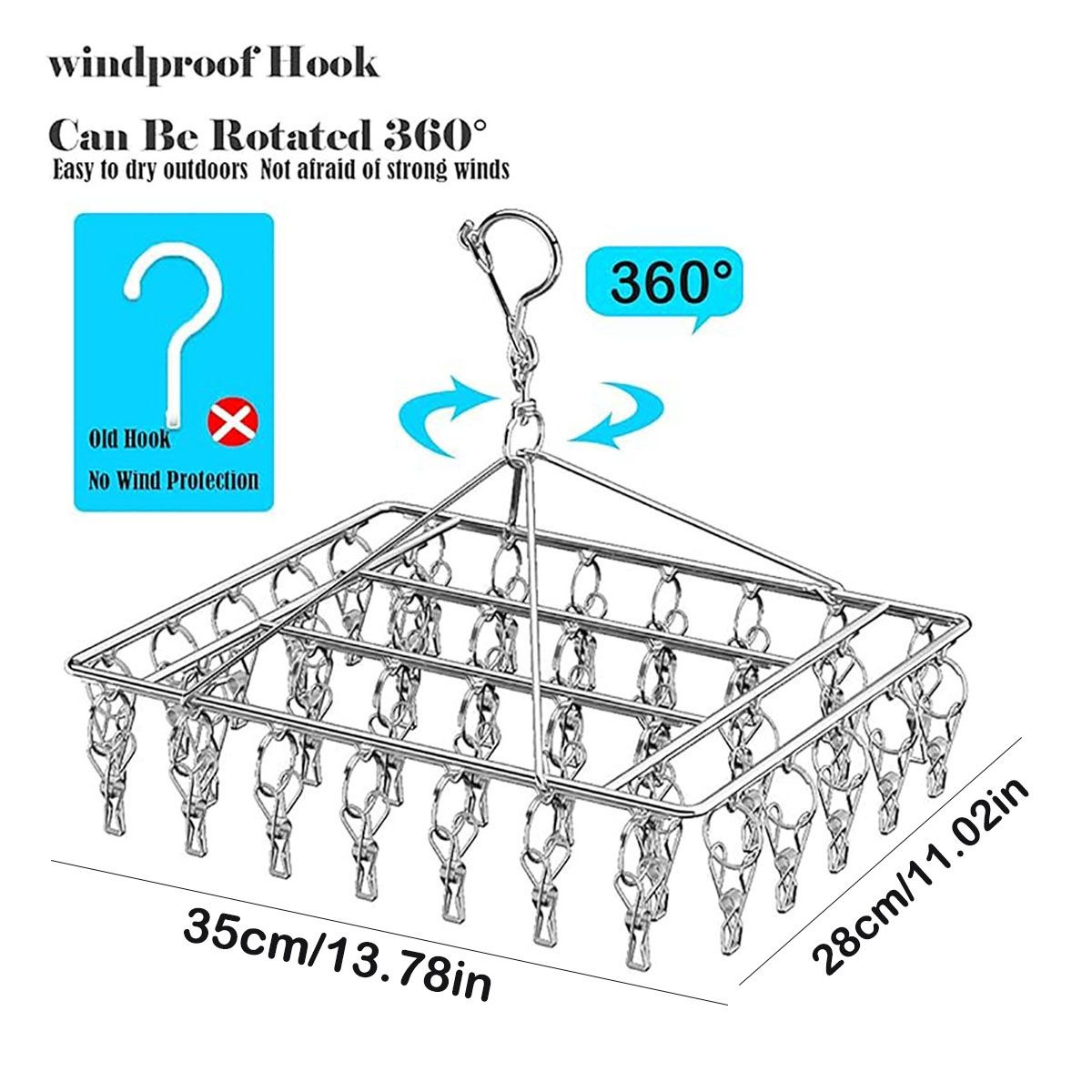 Stainless Steel 40-Clip Sock & Underwear Drying Rack variant image 5
