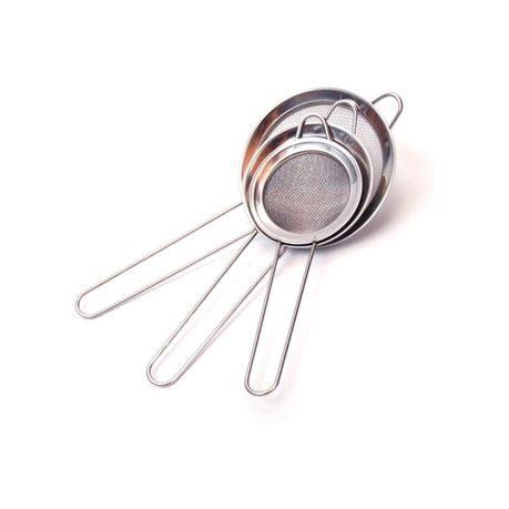 Stainless Steel Beverage Strainers Set Of 3 Different Sizes Silver