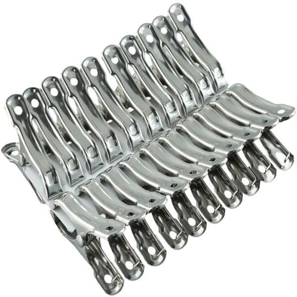 Stainless Steel Clothespins – 20 Pack Hanging Clothes Clips (Silver)