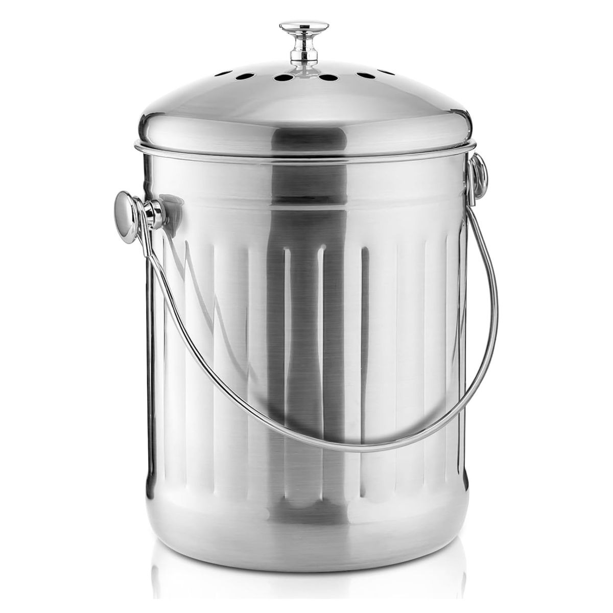 Stainless Steel Compost Trash Bin with Handle