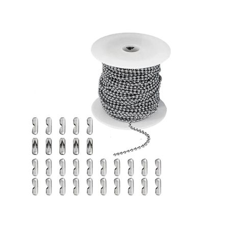 Stainless Steel DIY Ball Bead Chain 10M & 30 Connectors Clasps - Silver