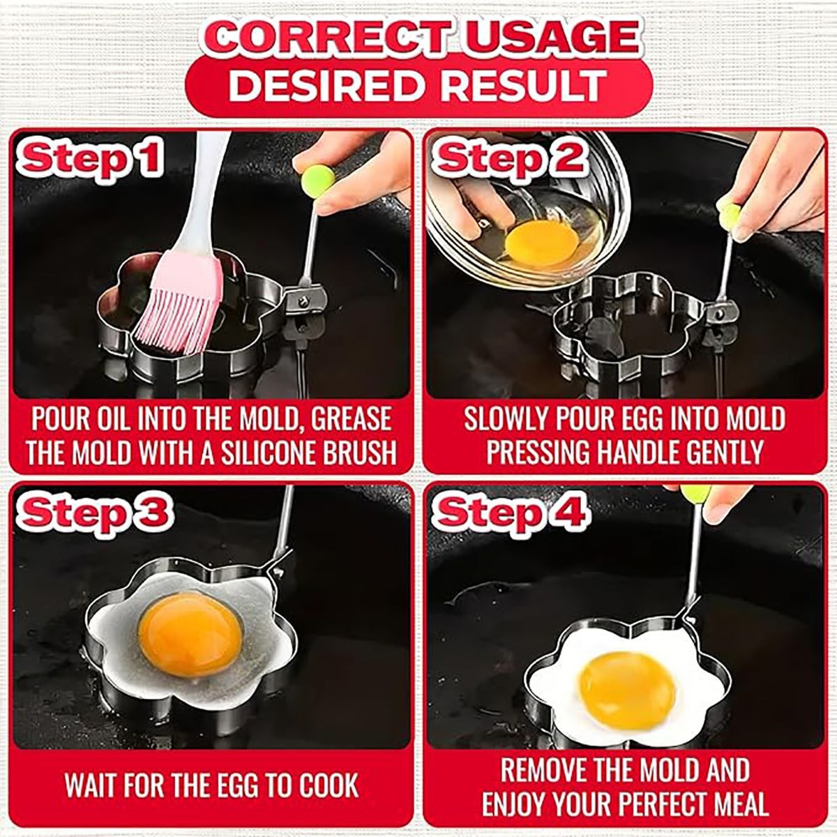 Stainless Steel Egg Ring Molds – 5-Piece variant image 2