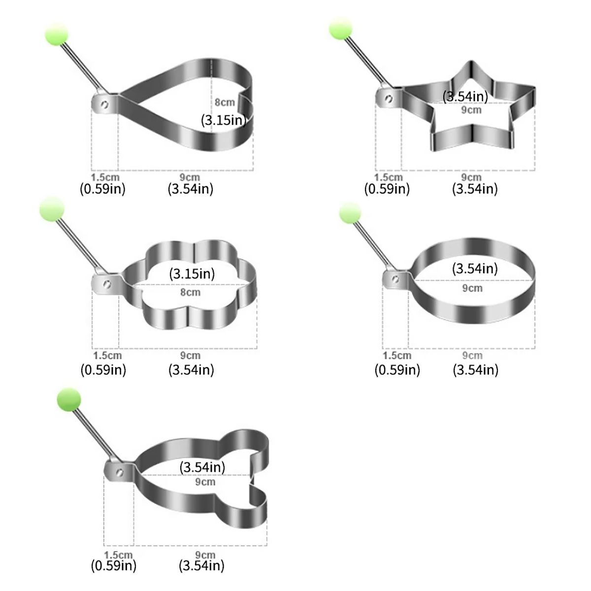 Stainless Steel Egg Ring Molds – 5-Piece variant image 4