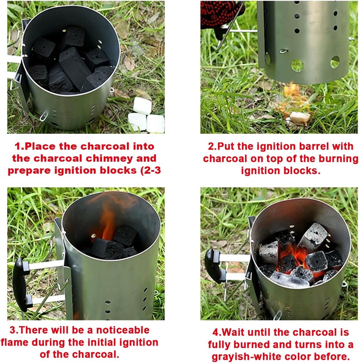 Stainless Steel Portable Charcoal Chimney Starter for BBQ Grill variant image 3