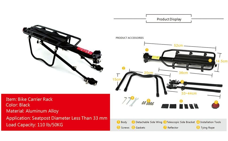 Universal Bicycle Rear Carrier Rack variant image 3