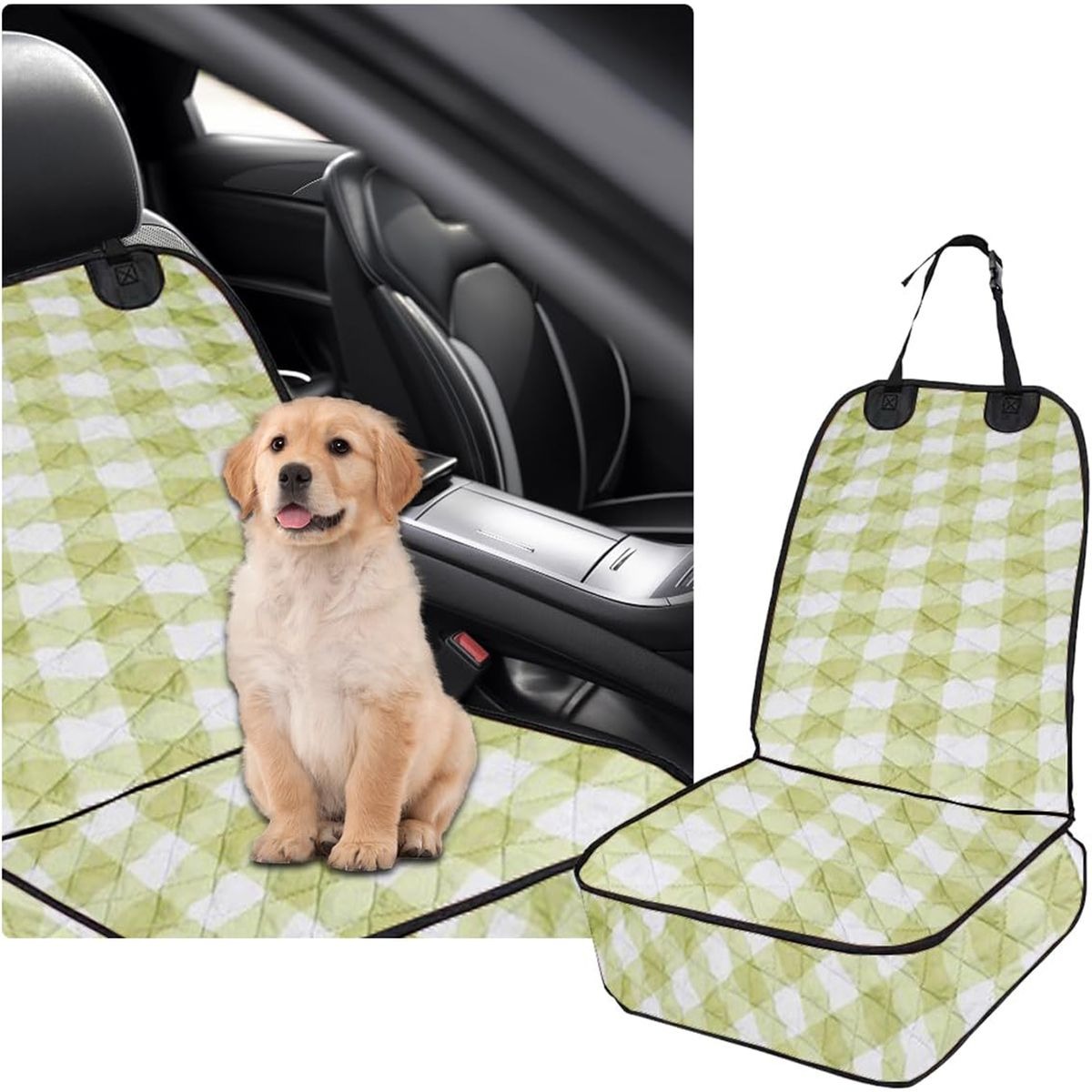 Universal Waterproof Pet Front Car Seat Protector - Green variant image 2
