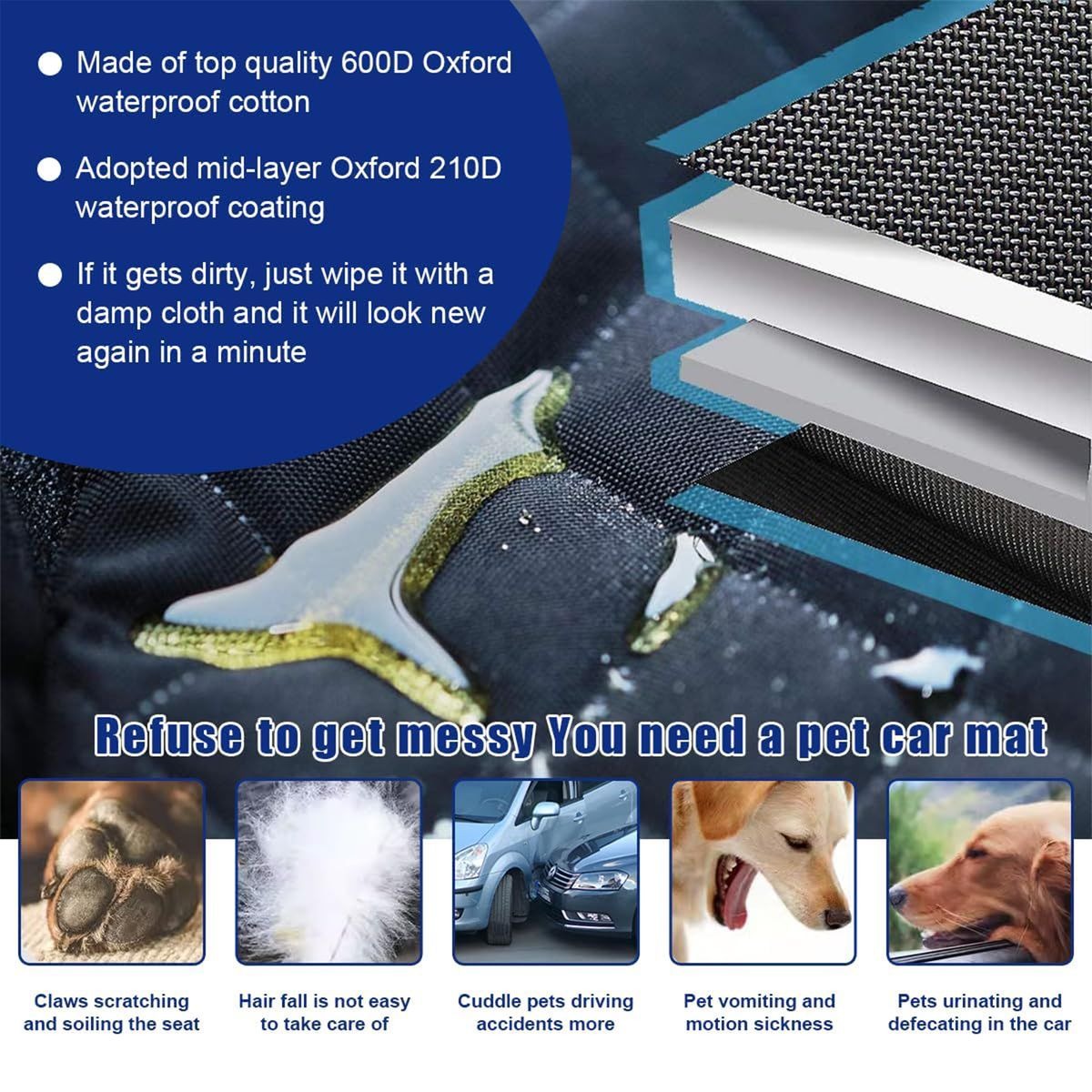 Universal Waterproof Pet Front Car Seat Protector - Green variant image 4