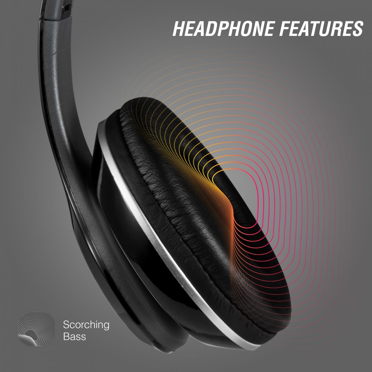 Volkano Falcon Series Wired Aux Headphones with Mic - Black variant image 4