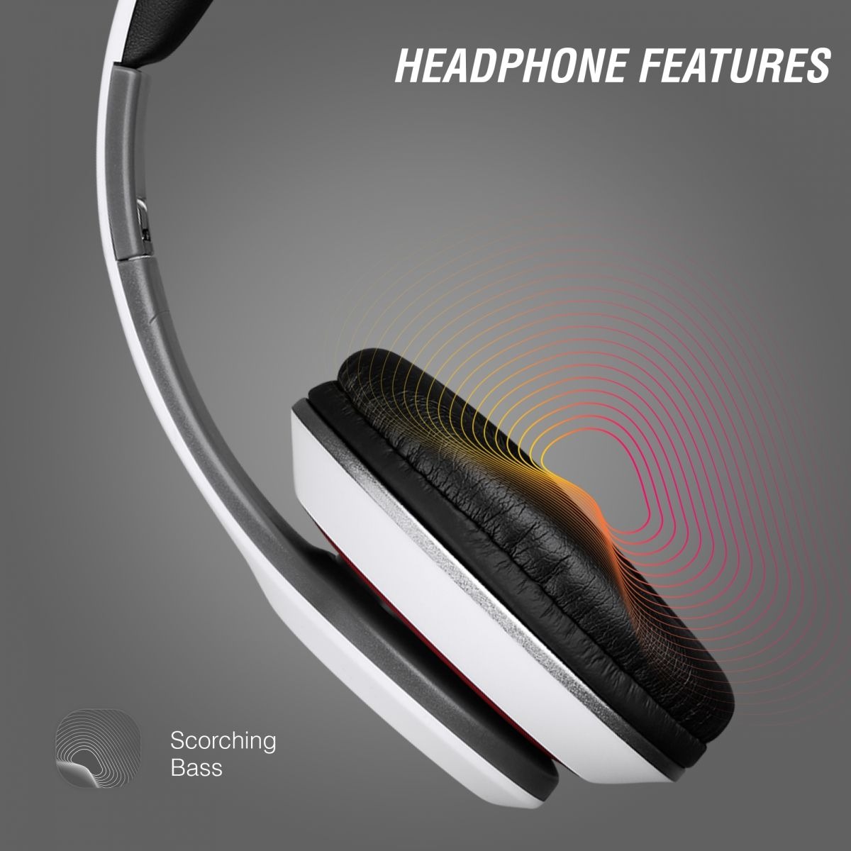 Volkano Falcon Series Wired Aux Headphones with Mic-White variant image 3