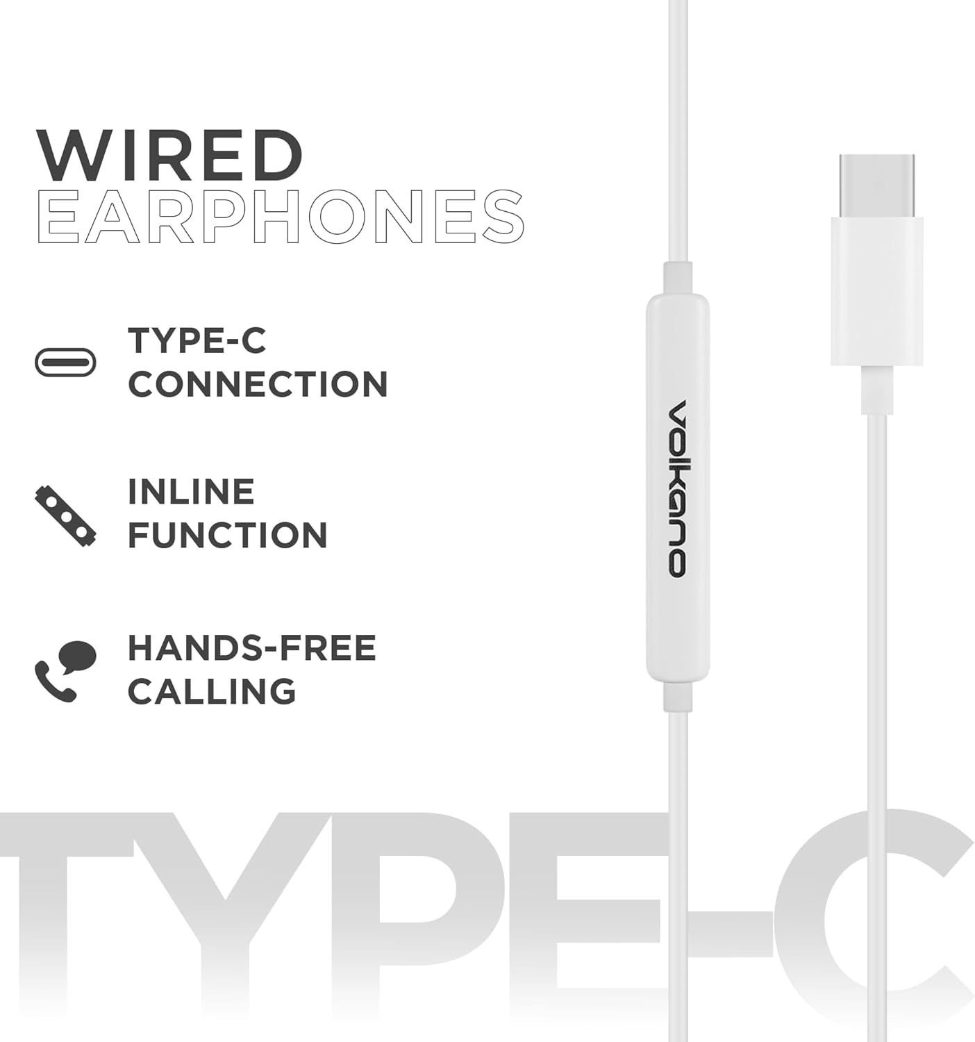 Volkano Prism 2.0 Series Type-C Earphone, White variant image 2