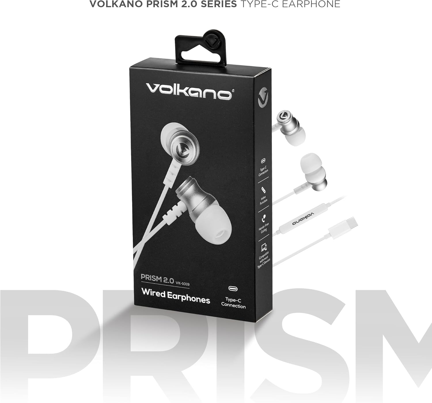 Volkano Prism 2.0 Series Type-C Earphone, White variant image 5