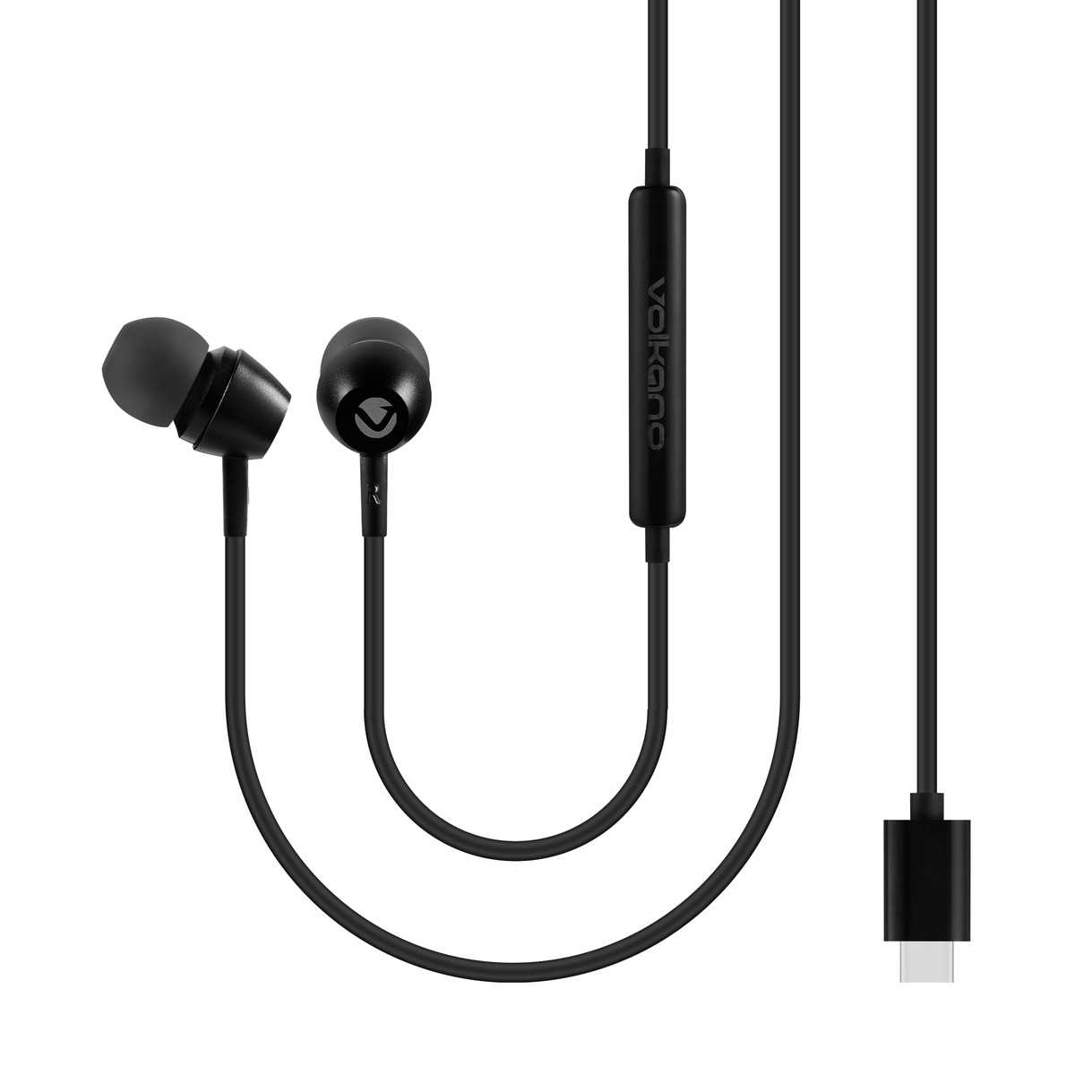 Volkano Prism 3 Series Type-C Earphones with Mic - Black