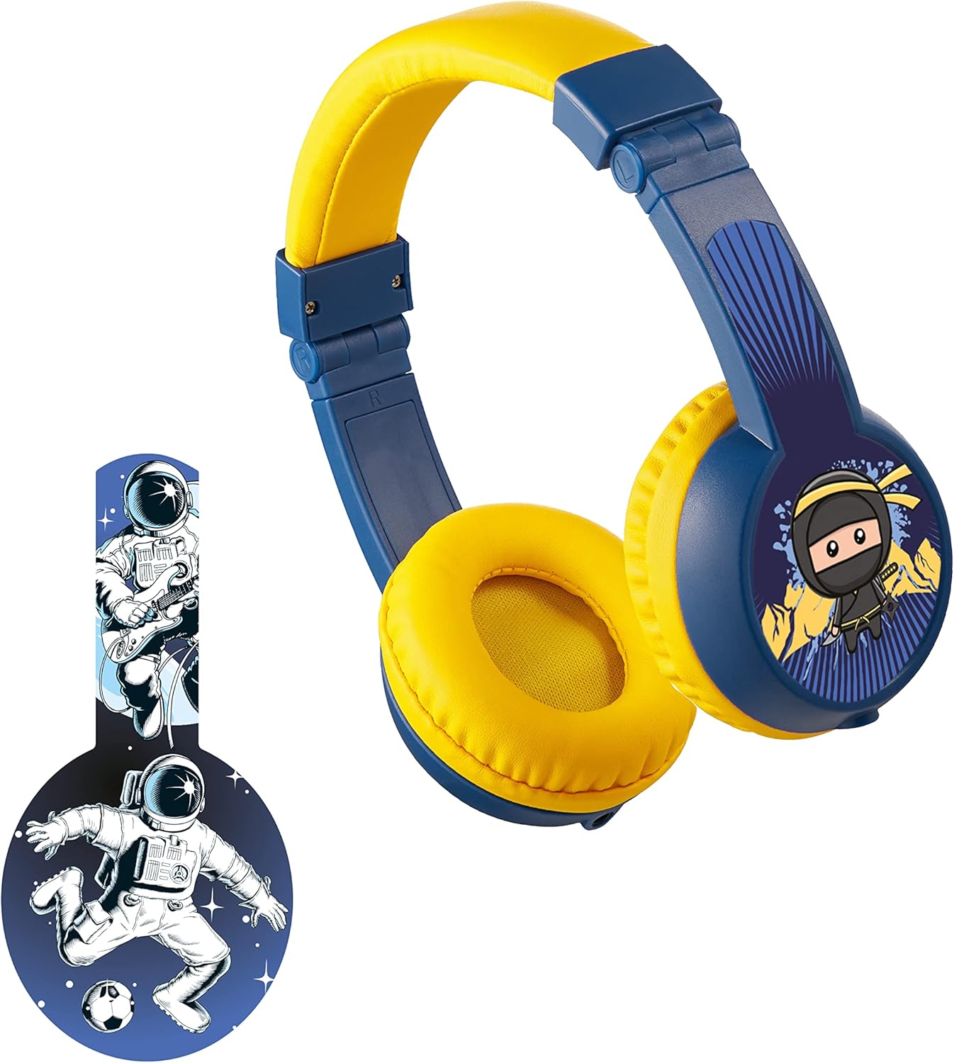 Volkano Sidekick Series Wired Kiddies Headphones with Share Port – Yellow/Blue variant image 2