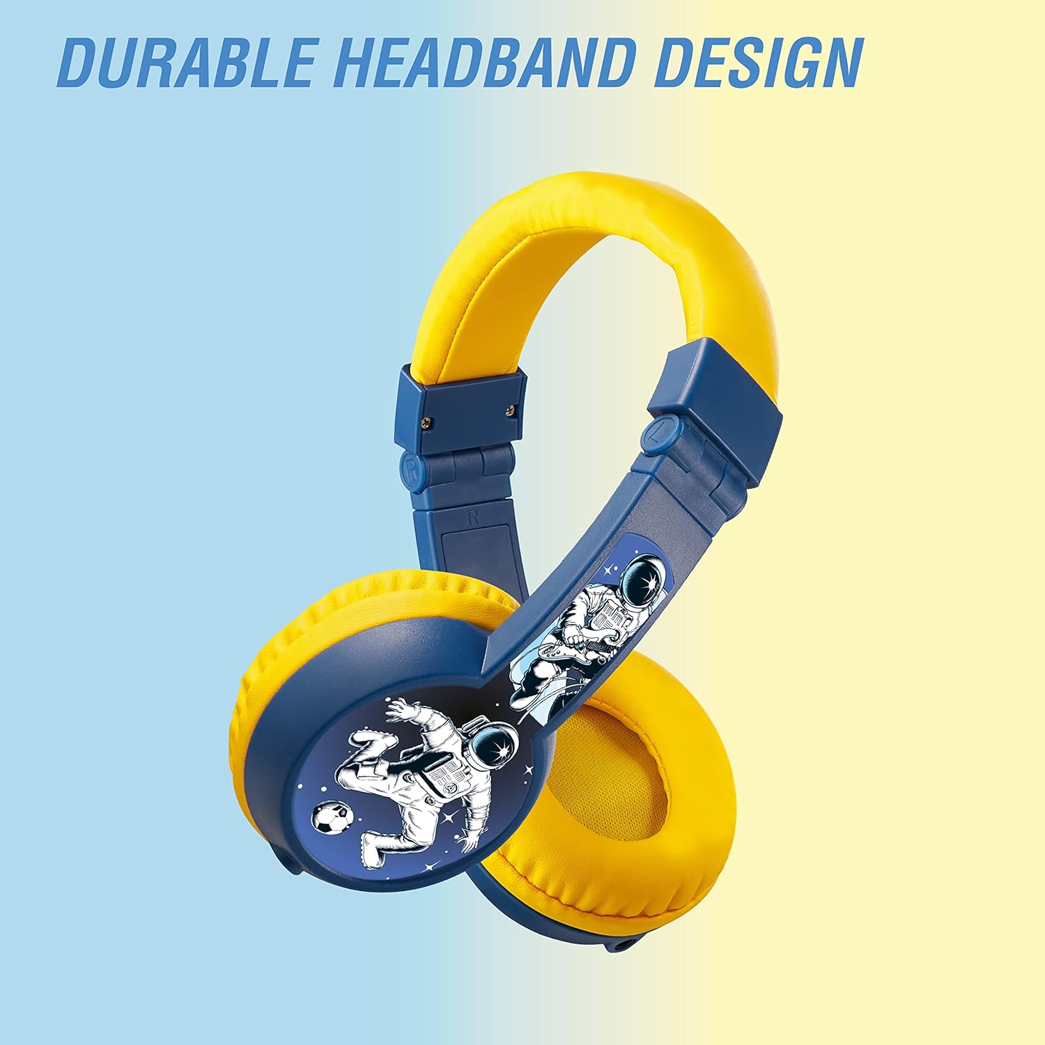 Volkano Sidekick Series Wired Kiddies Headphones with Share Port – Yellow/Blue variant image 3