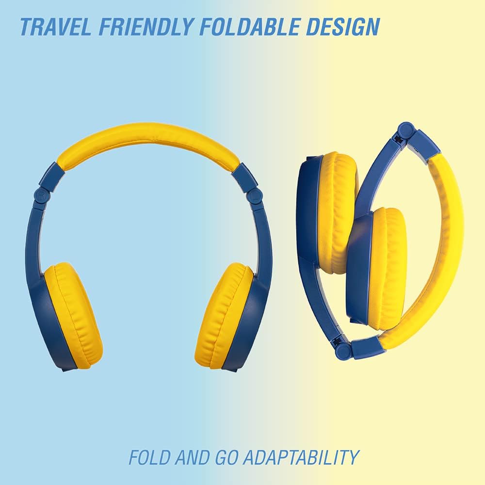 Volkano Sidekick Series Wired Kiddies Headphones with Share Port – Yellow/Blue variant image 4