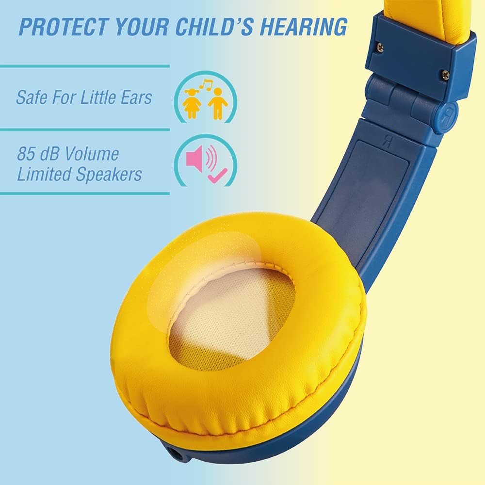 Volkano Sidekick Series Wired Kiddies Headphones with Share Port – Yellow/Blue variant image 5
