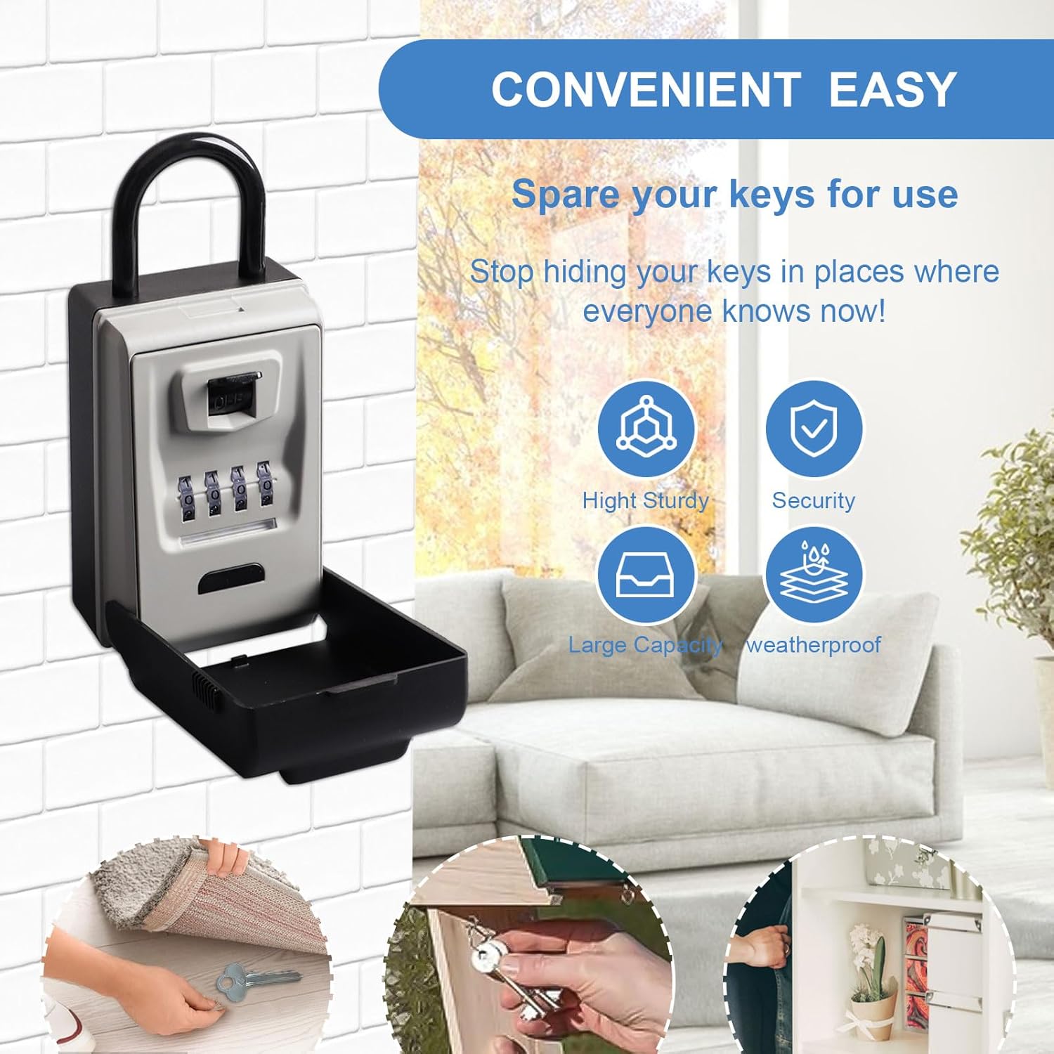 Wall-Mounted Key Lock Box with 4-Digit Combination variant image 3