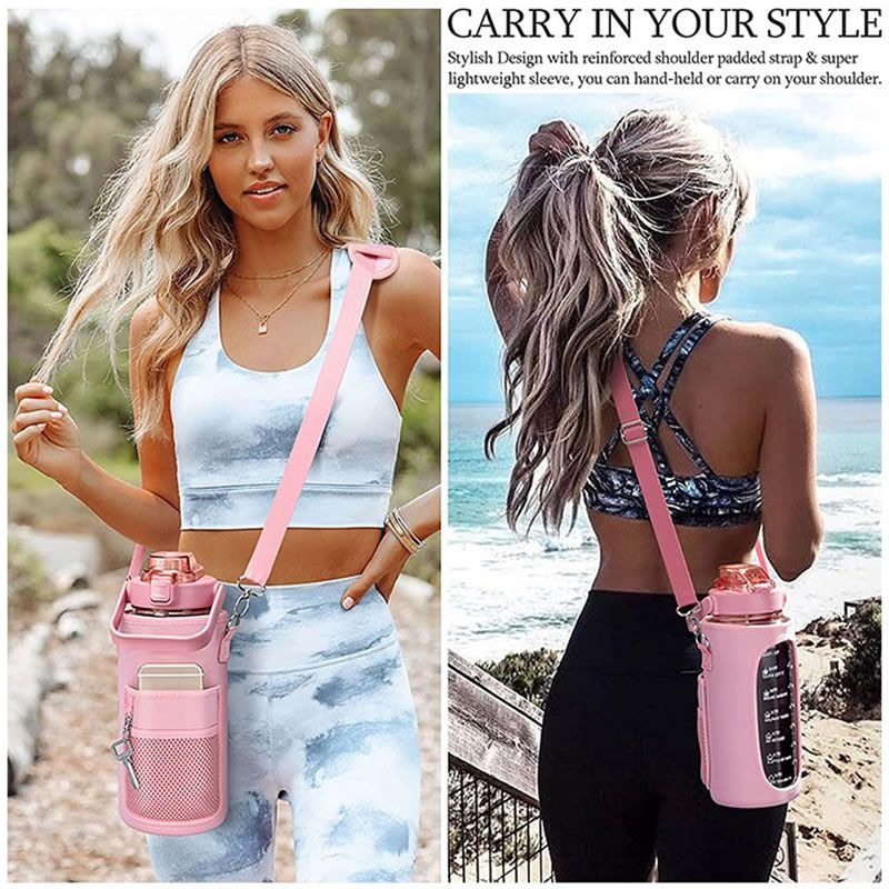 Water Bottle Pouch with Shoulder Strap -Pink variant image 2