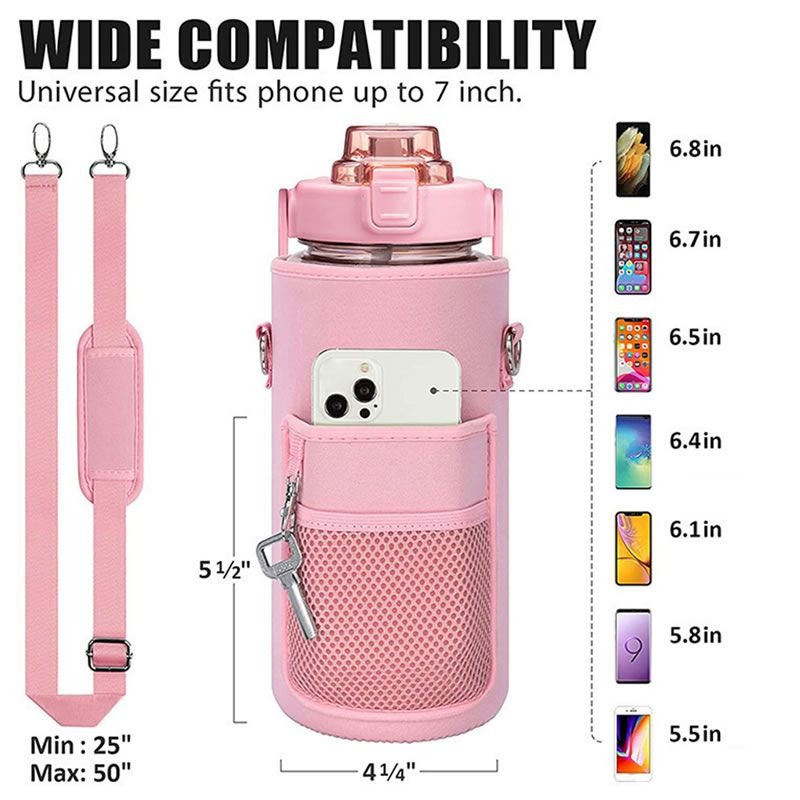Water Bottle Pouch with Shoulder Strap -Pink variant image 3