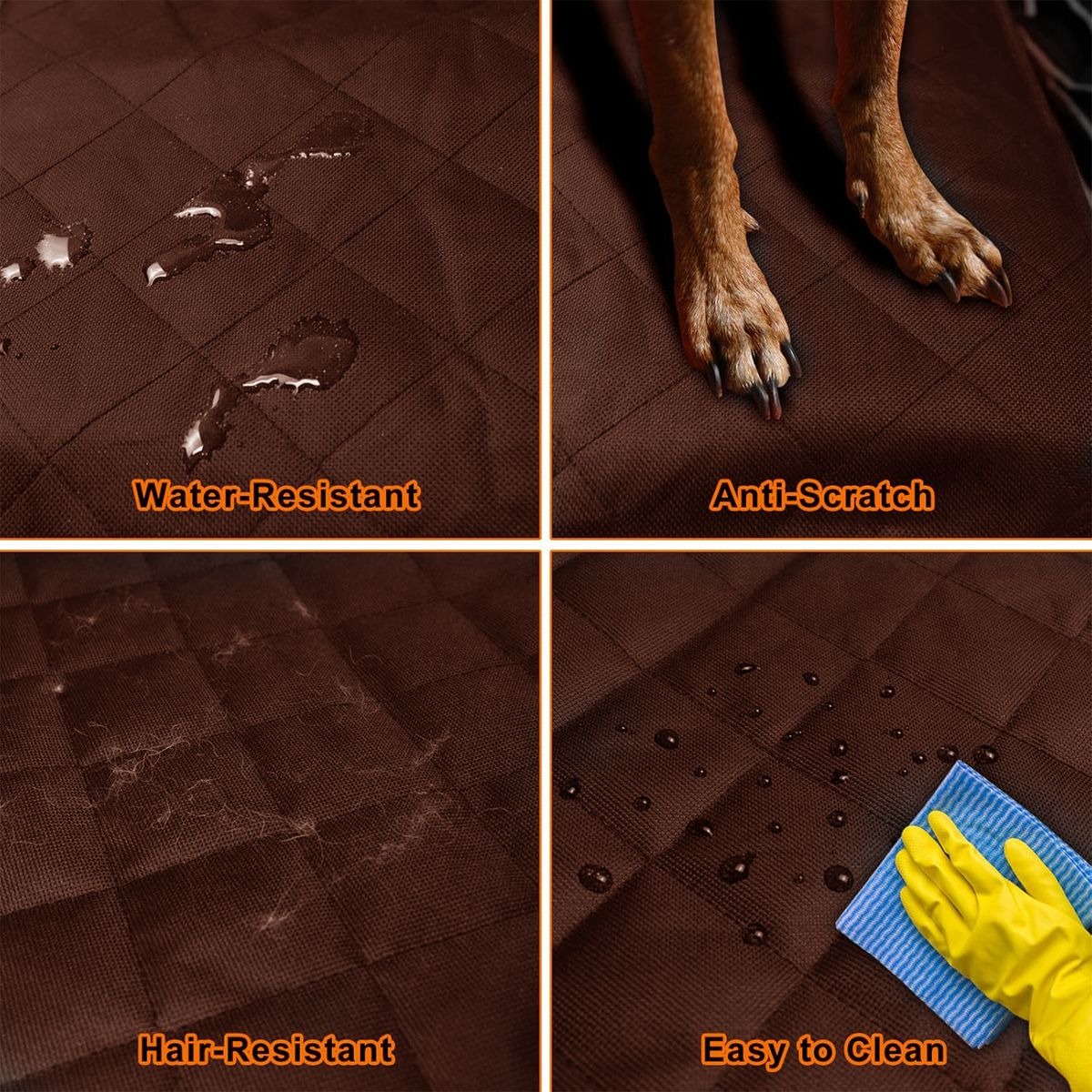 Waterproof Non-Slip 600D Oxford Cloth Pet Front Car Seat Protector - Brown variant image 3