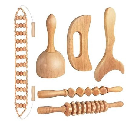 Wood Therapy Massage Set – 6 Piece Body Massager Kit