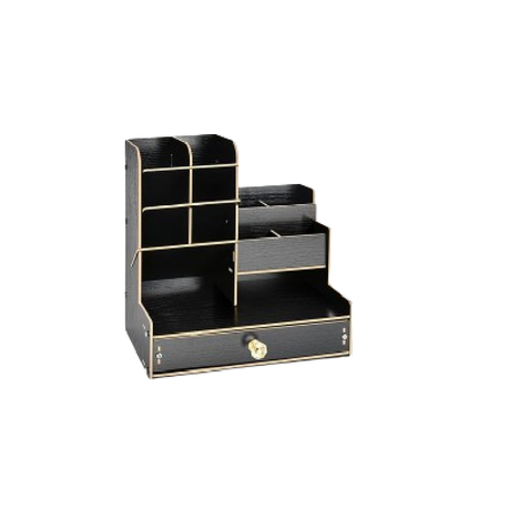 Wooden Desk Organiser, Pen Holder for Desk, Stationary Organiser - Black