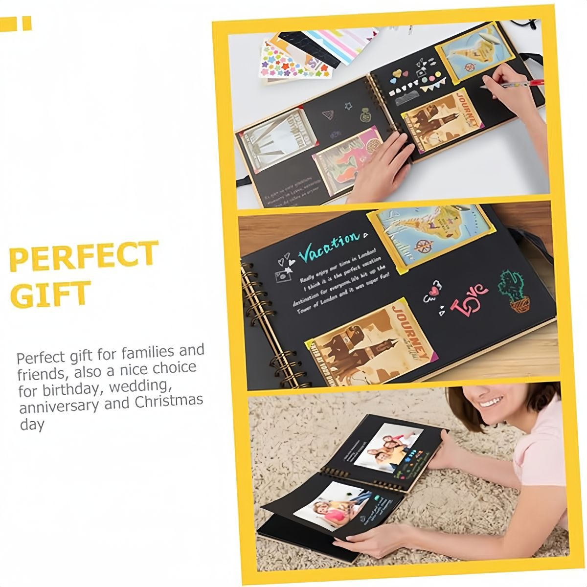 Yellow Kraft Paper 80-Page DIY Memory Book Scrapbook – Photo Album / Guest Book variant image 3