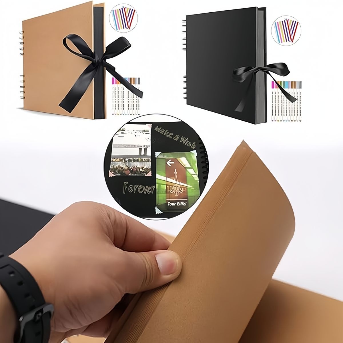 Yellow Kraft Paper 80-Page DIY Memory Book Scrapbook – Photo Album / Guest Book variant image 5