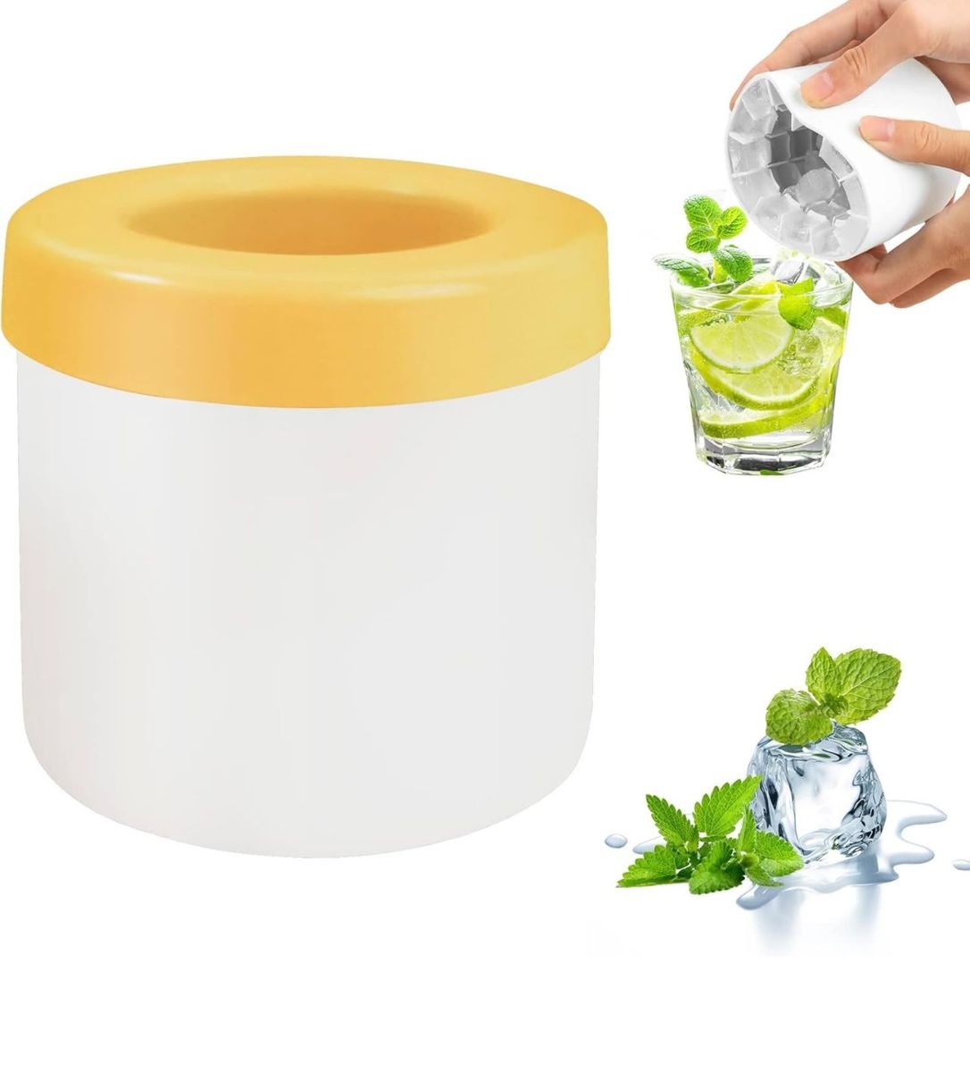 Yellow Silicone Ice Cube Tray with Lid variant image 2