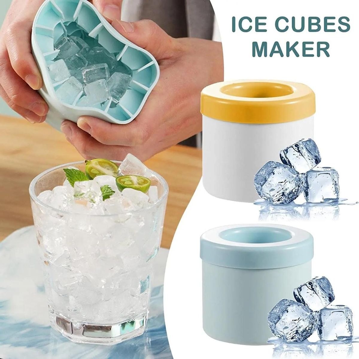 Yellow Silicone Ice Cube Tray with Lid variant image 3