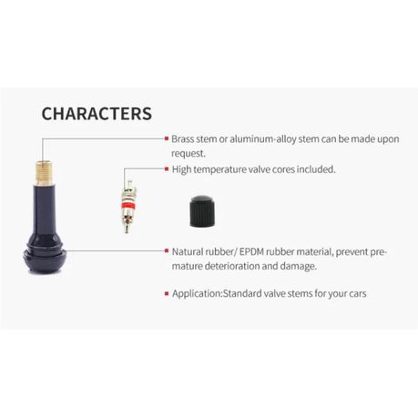 100 Piece Snap-in Black Rubber Stem Tire Valve variant image 3