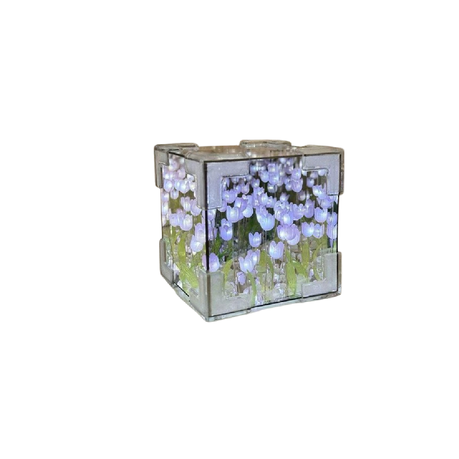 2 in 1 Mirror Night Light, Cube Mirror Lamp with LED Tulips variant image 3
