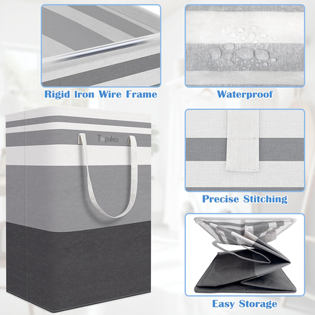 2 Pack 75L Large Waterproof Laundry Basket - Gradient Grey variant image 4