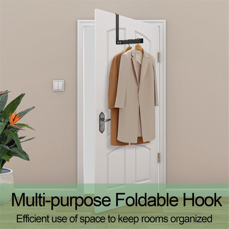 2 Pack Over The Door Hooks Hanger, for Clothes, Coats, Towels, Black variant image 2