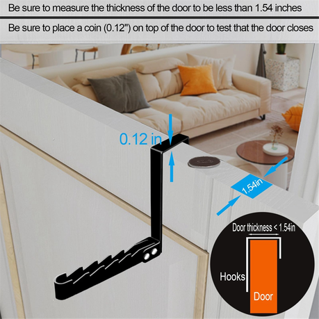2 Pack Over The Door Hooks Hanger, for Clothes, Coats, Towels, Black variant image 4