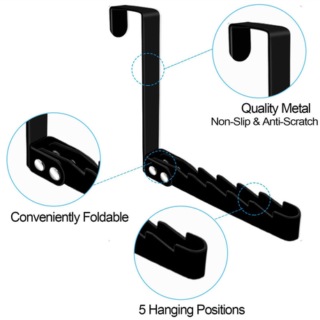 2 Pack Over The Door Hooks Hanger, for Clothes, Coats, Towels, Black variant image 5