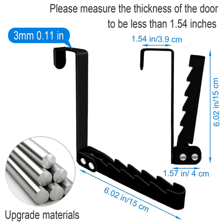 2 Pack Over The Door Hooks Hanger, for Clothes, Coats, Towels, Black variant image 6