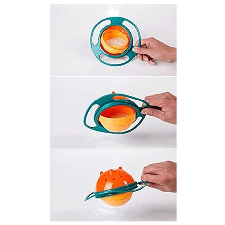 2 Piece Spill Proof 360 Degree Anti Spill Rotating Toddler Gyro Bowl variant image 3