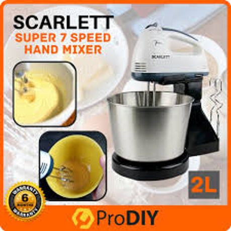 220W Scarlett 7 Speed Hand Mixer With Stainless Steel Bowl variant image 2