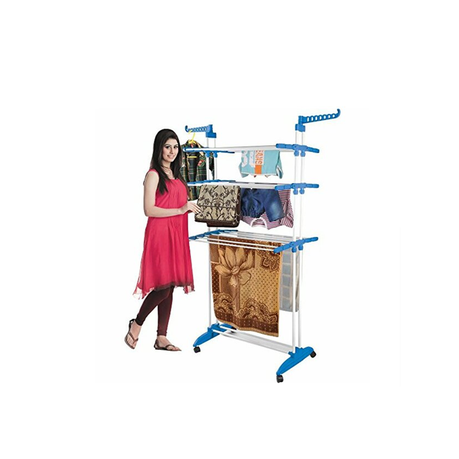 3-Layer Foldable Clothes Hanger With 4 Rolling Wheels variant image 2